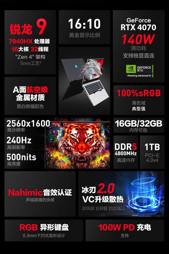 机械革命蛟龙 16 Pro 增配：锐龙 9 7940HX + RTX 4070，7279 元 蛟龙16pro 锐龙97940h-Good Luck To You!